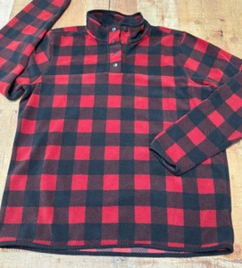 Duluth Trading Co Fit Pullover Herren Gr. L schwarz/rot kariert Stehkragen Langarm - Bild 1 von 9