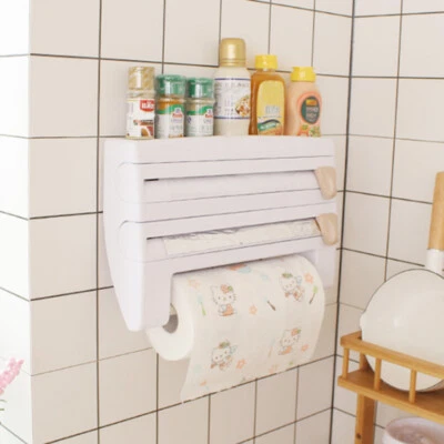 Kitchen Cling Film Tin Foil Dispenser Paper Towel Roll Holder Rack Wall Mounted - Image 1 of 4