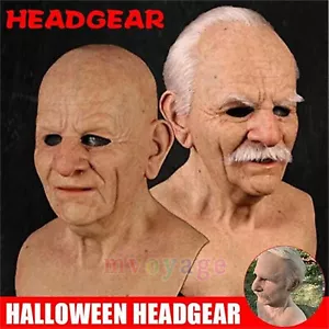 Maschera Uomo Vecchio Maschera Umana Realistica con Capelli Bianchi e Barba Bianca - Foto 1 di 6