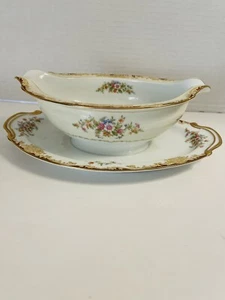 Noritake Sauce Boat with Attached Underplate Hand Painted Floral Japan 9 1/2” - Picture 1 of 6