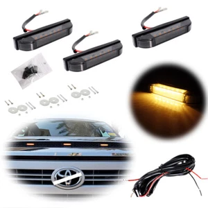 3pcs Smoked Amber LED Grille Marker Hood Scoop Light Kit For 14-21 Toyota Tundra - Picture 1 of 12