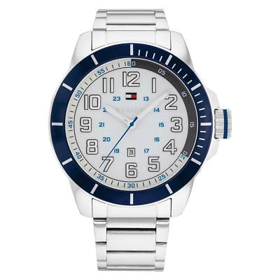 TOMMY HILFIGER 1791073 ESSENTIALS WHITE DIAL SILVER BRACELET MENS WATCH - Image 1 of 4