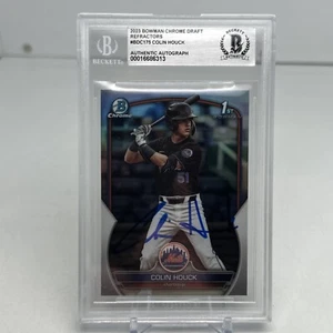 2023 Bowman Colin Houck 1st Refractor BDC-175 Signed New York Mets BAS Slab Auto - Picture 1 of 5