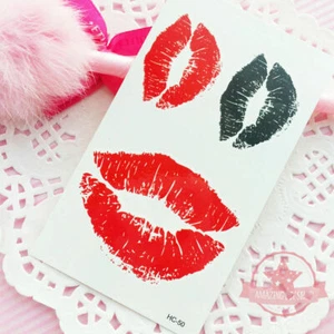 Großhandel 30 St. Küsse Lippen Rot & Schwarz Wasserdicht Temporäre Tattoos - Bild 1 von 1