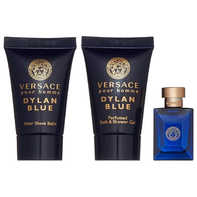 Versace Dylan Blue Juego de Regalo para Hombres 3 Piezas - 0.8oz Gel de Ducha y Aftershave, 0.17oz EDT Foto 1 de 3