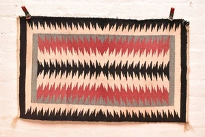 Vintage Navajo Teppich Textil Indianer Indianer AUGE Schillernd Weben 32x19 ATQ - Bild 1 von 10