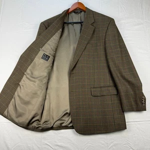 Jos A. Banks Mens 46R Brown Glen Plaid 100% Wool Blazer Casual - Picture 1 of 10