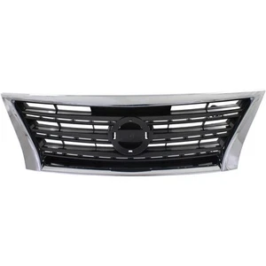 Grille For 2013-2015 Nissan Sentra Chrome Shell w/ Black Insert Plastic - Picture 1 of 9