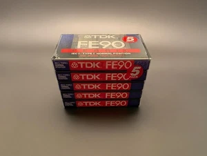 TDK FE90 Ferric Cassette Tapes 5 Pack 90 Minutes - Brand New Sealed - Afbeelding 1 van 1