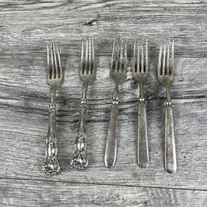 Set 4 Lot gemischt Anchor Silver Co. Silverplate 1847 Rogers Bros Tafelgabeln RAR - Bild 1 von 9