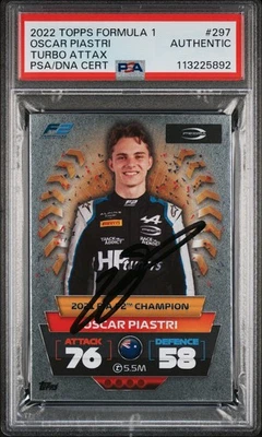 OSCAR PIASTRI SIGNED F1 TOPPS ATTAX 2021 F2 CHAMPION 2022 PSA AUTHENTIC - Image 1 of 2