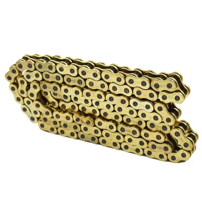 Cadena de transmisión color dorado con junta tórica 520 x114 ATV 520 paso 114 eslabones motocicleta Foto 1 de 4