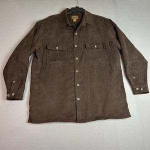 St Johns Bay Suede Leather Mens Sz L Brown Collared Button Up Lined Shirt Jacket - Picture 1 of 21