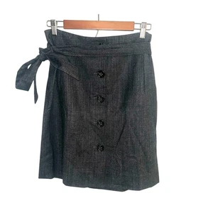 Banana Republic grau Wolle Knopfleiste Gürtel Krawatte adrette Karriere Rock Größe 8 - Bild 1 von 9