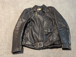 Chaqueta de cuero vintage Spiegel para hombre 42 alta motocicleta cremallera asimétrica años 70 motociclista - Imagen 1 de 19