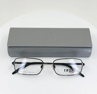 NEW IZOD PFX X-69 PEWTER Gunmetal Rectangle Full Rim Eyeglasses 52-18-135 B:30 - Image 1 of 4