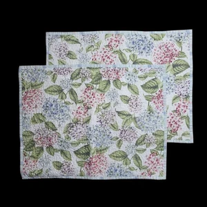 2 Martha Stewart Collection Quilted Cotton Standard Pillow Shams Hydrangea - Picture 1 of 4