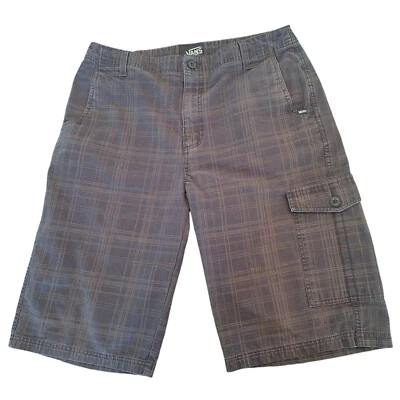 Pantalones Cortos Vans Cargo Para Hombres 32 Marrón Chocolate Algodón A Cuadros Y2K Patinador 13 pulgadas Entrepierna Foto 1 de 4