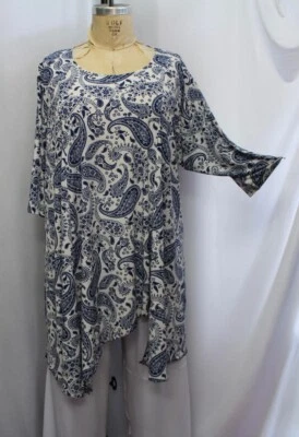 Top asimétrico Coco & Juan Lagenlook talla grande túnica azul cachemira 1X/2X B50" Foto 1 de 4