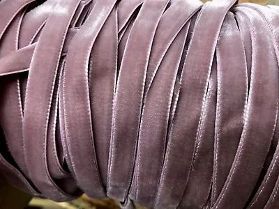 vintage 3/8" mauve rose velvet ribbon trim  3yds made in Switzerland - Image 1 of 3