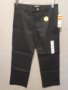 Cat & Jack Boys Uniform Chino Pants Ultimate Flat Front Black 8 Husky New W Tags - Picture 1 of 6