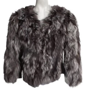 ADRIENNE LANDAU Fuchspelzjacke Größe M schwarz grau gyuhj - Bild 1 von 11