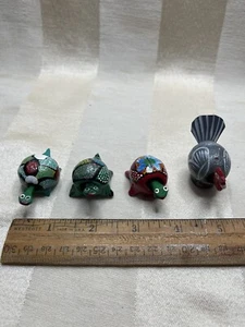 Hand Painted TURTLES / TURKEY MINI FIGURINES (HEADS MOVE) Oaxaca MEXICO - Picture 1 of 4