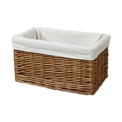 Windermere Rectangular Wicker Lined Storage Basket Natural Deep Woven Willow - Image 1 of 4