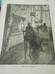 Ein Sonntag in Holland Gravur 1886 - Bild 1 von 1