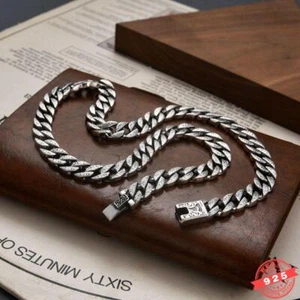 10MM Solid 925 Sterling Silver Mens Cuban Curb Link Chain Necklace Hip Hop Heavy - Picture 1 of 8