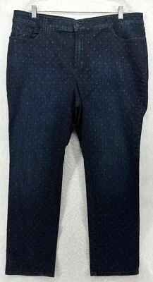 NYDJ Women's 5-Pocket Front Zip Straight Leg Blue Dotted Skinny Jeans Size 20W - Image 1 of 4