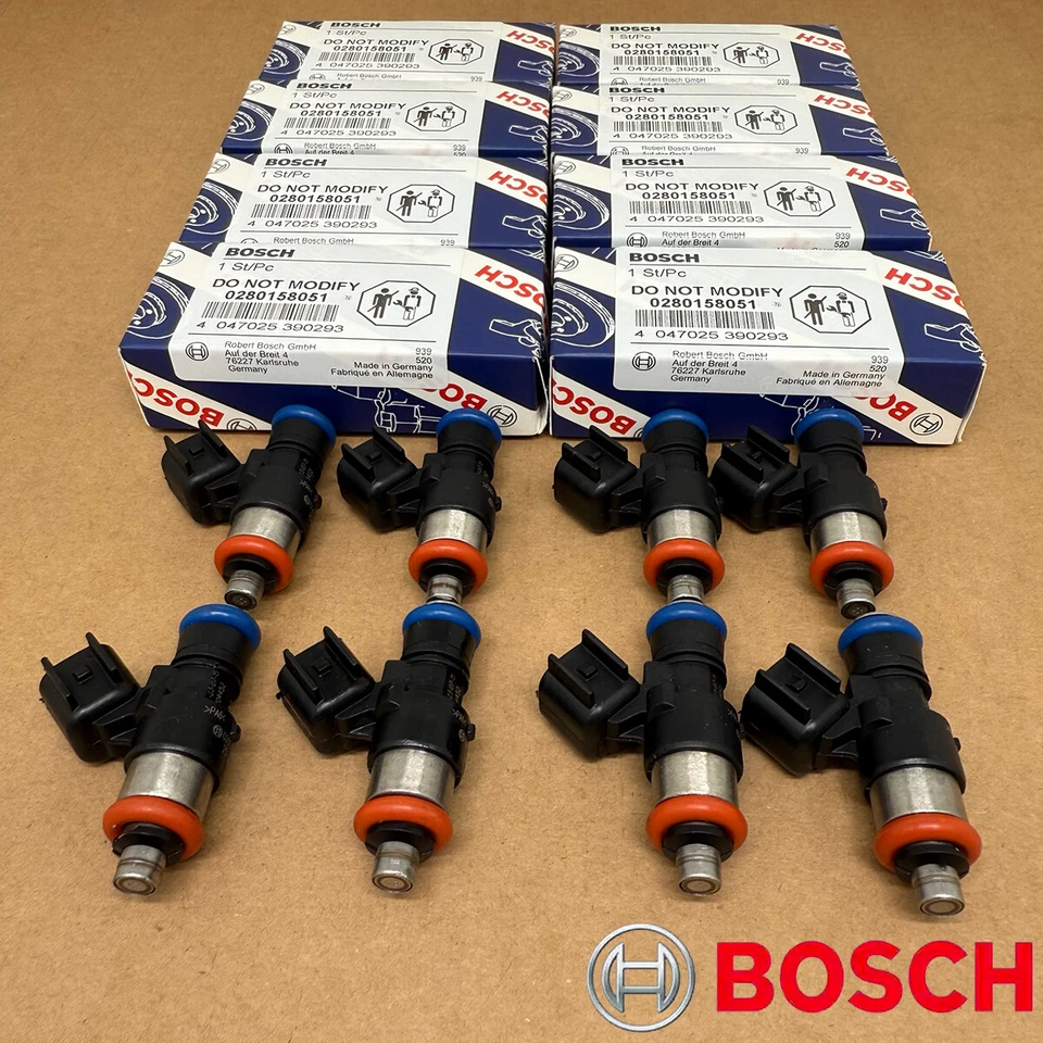 8pcs OEM Bosch 0280158051 Fuel Injectors for 06-13 Corvette LS3 L99 10-15 Camaro - Image 1 of 4