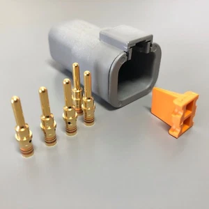 Deutsch DTP 4-Way Pin Connector Kit 14-12 AWG Gold Contacts Plug DTP04-4P - Picture 1 of 4