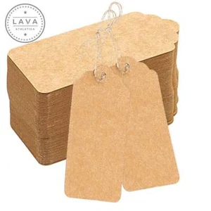 100 Stück große Kraftpapier Geschenkanhänger, Warenanhänger, leeres braunes Papier, 3,7*1,8 Zoll - Bild 1 von 12