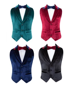 Conjunto de chaleco de terciopelo para fiesta de boda formal calce a medida para niños - Imagen 1 de 27