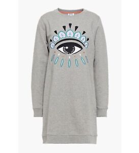 New KENZO Nagai Eye Sweatshirt Dress Grey Size XS, US 2