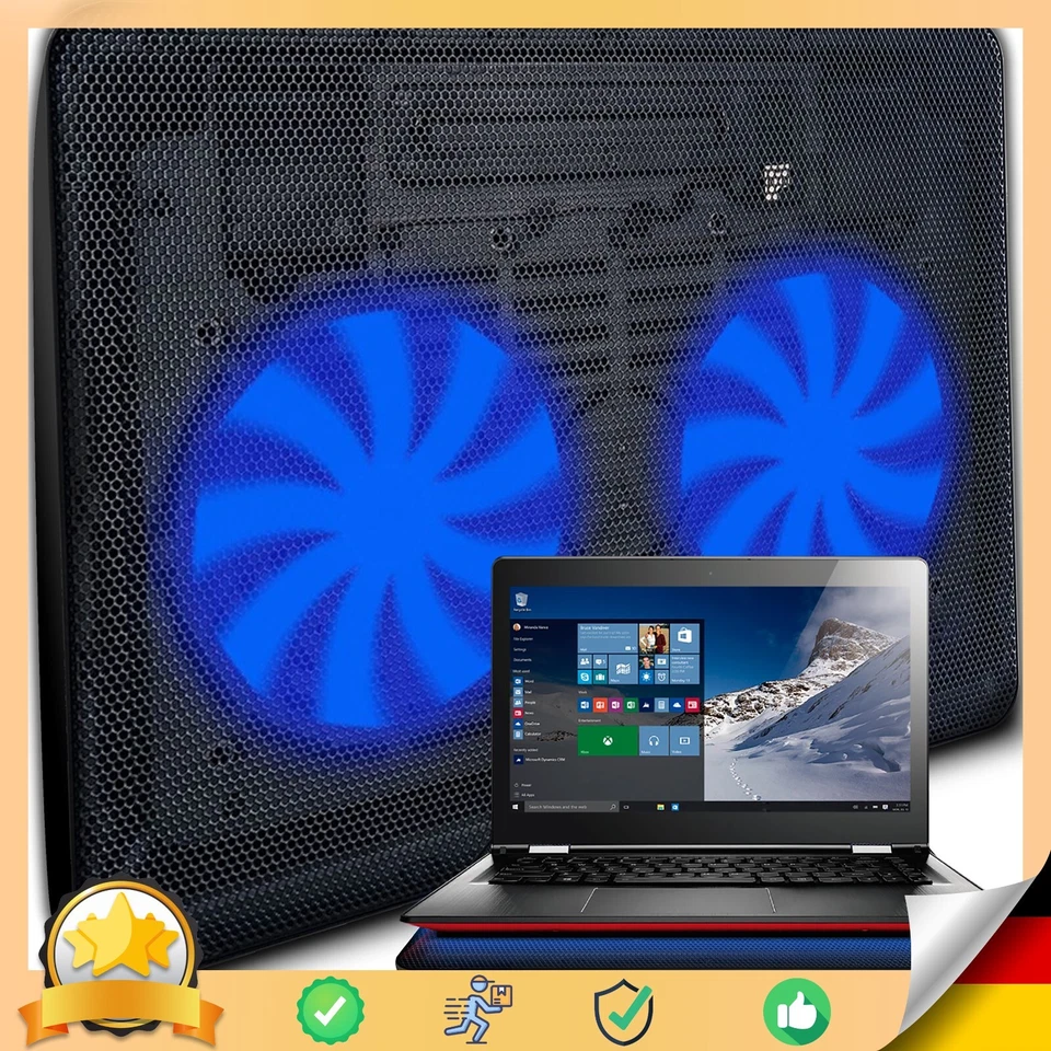Retoo E129 Notebook Kühlpad 12-15.4" Schwarz Laptop Lüfter Ständer