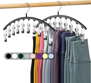 Legging Organizer for Closet, Metal Yoga Pants Hangers 2 Pack W/10 Clips Holds 2 - Picture 1 of 12