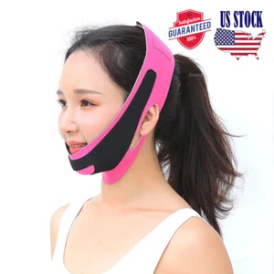 Elastic Face Slimming Bandage V Line Face Shaper Women Chin Cheek Lift Up Belt - Picture 1 of 6