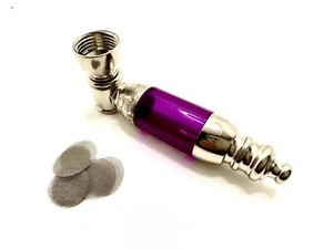 3.5” Metal And Acrylic Smoking Pipe With Stainless Steel Screens - Picture 1 of 4
