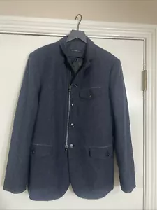 John Varvatos Blazer Jacket Zipper Button Blue Gray Size 40 Wool Blend - Picture 1 of 15