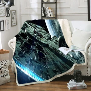 Star Wars Ship Sherpa Fleece Throw Blanket Plush Warm Soft Blanket Home Decor - Picture 1 of 6