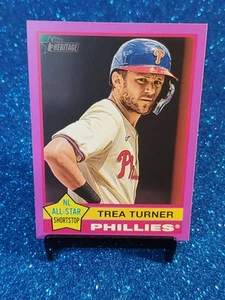 2025 Topps Heritage Baseball #48 Trea Turner Pink SP Philadelphia Phillies MLB - Bild 1 von 2