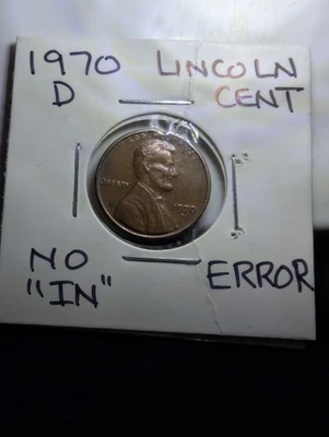 1970 D Lincoln Memorial Penny Cent Error - Missing Word " IN" God We Trust. - Image 1 of 4