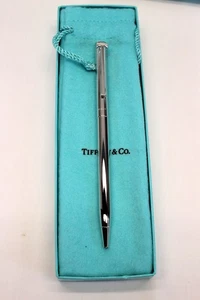 Tiffany & Co. Executive Rhodium T-clip Retractable Ballpoint Pen w/Box & Pouch - Picture 1 of 12