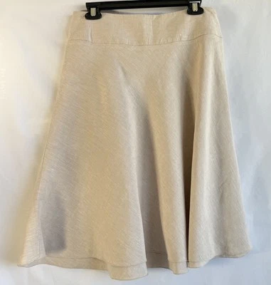 Nic + Zoe льняной трапециевидный расклешенный юбка размер 8 эластичный пояс Ecru желтовато-коричневый натуральный - Изображение 1 из 4