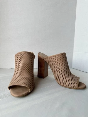 Mules de tacón bloque perforado Aldo tostado peep toe - talla 8,5 EE. UU. Foto 1 de 4