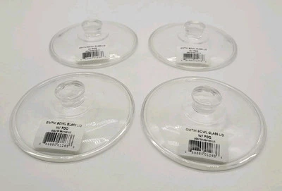 4 pk NFL Gametime Clear Glass Lids for 23 oz Boelter Ceramic Bowls, 4 3/8" Round