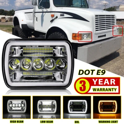 For International Harvester 4700 4800 8100 7x6'' LED Headlight Sealed Halo DRL - Image 1 of 4