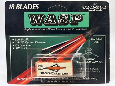 New WASP For Cam-Lok Replacement 18 Broadhead Blades Model 418C  Old Stock - Image 1 of 3